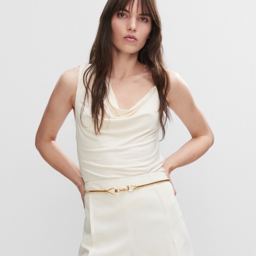 Mango cowl neck sleeveless blouse
